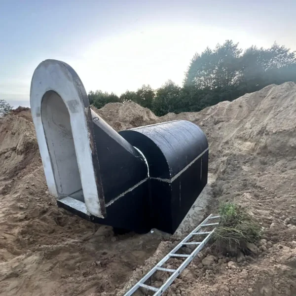 Piwnica betonowa B1 z okrągłą kopułą, schodami i szczytem - obrazek 2